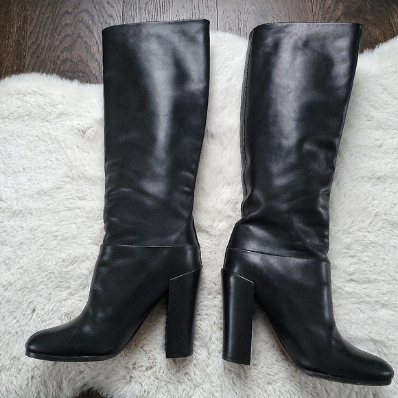 Proenza Schouler Chunky Heel Pull On Italian Leather Knee Tall Boots Boots - Picture 6 of 9